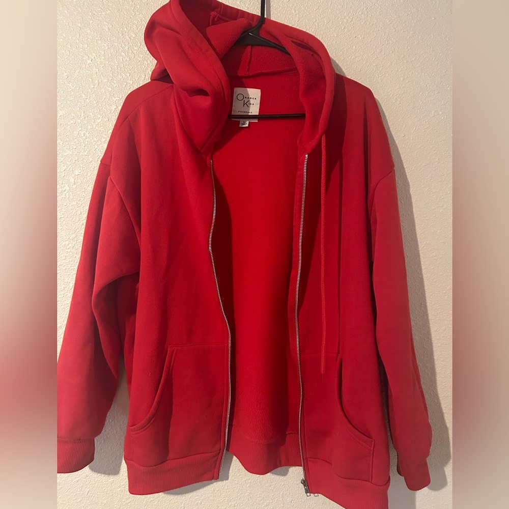 orance kiss red hoodie excellent condition large women’s